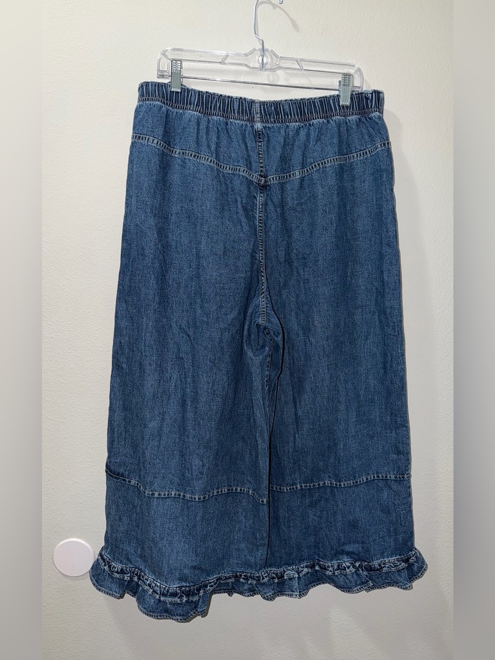 FREE PEOPLE Pants We The Free Love Me Not Bloomer Jeans Wide Leg Crop Large Boho - Picture 3 of 9